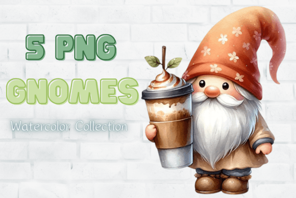 Download Watercolor Coffee Lover Gnomes Clipart - Premium Bundle